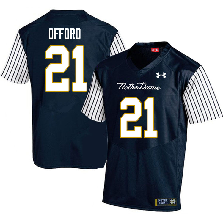 Men's NCAA Notre Dame Fighting Irish #21 Caleb Offord Stitched College Under Armour Authentic Navy Alternate Football Jersey LE10D61OP